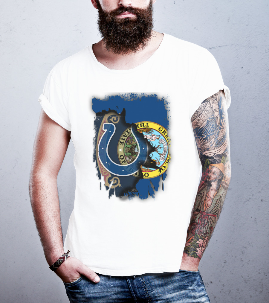 Idaho State Flag And Colts Horseshoe United T-Shirt