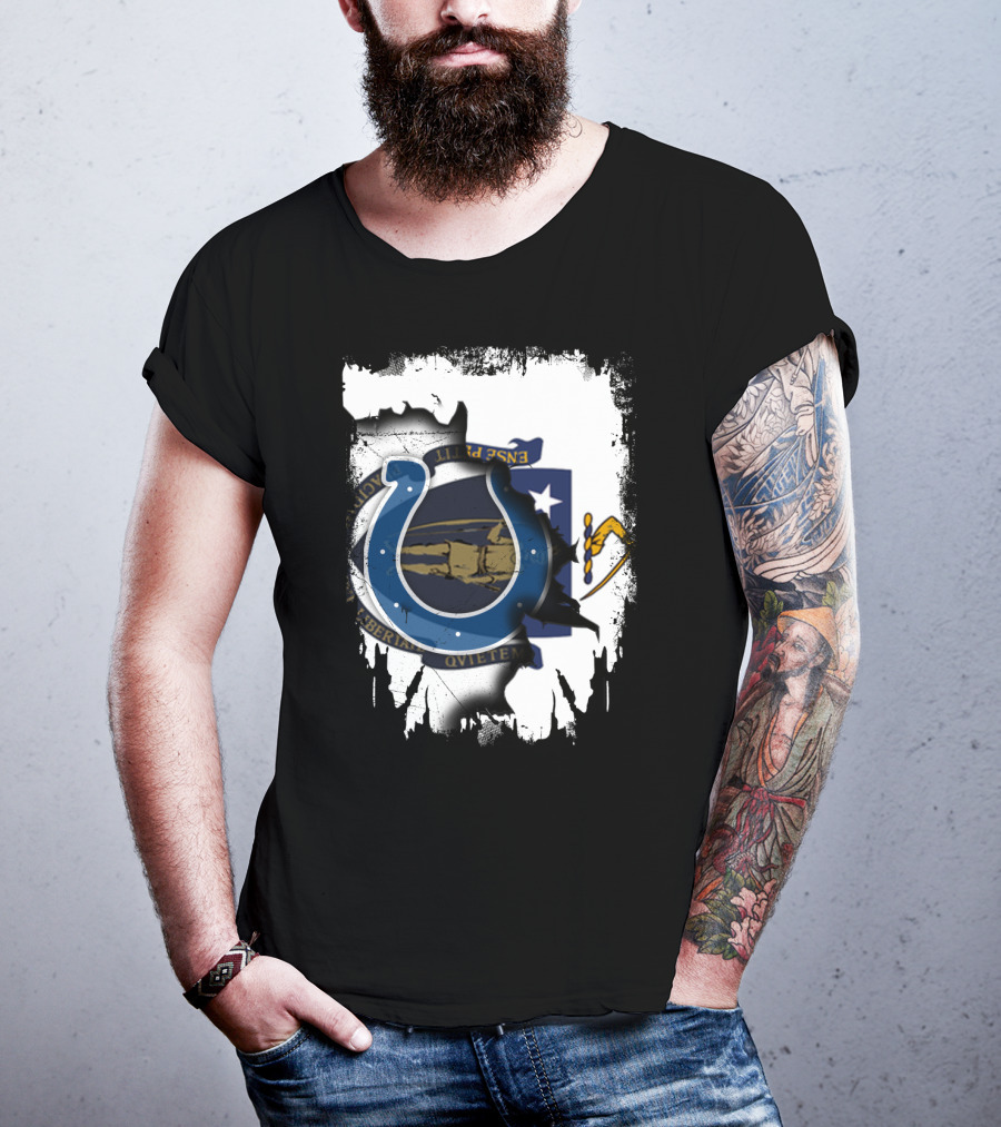 Massachusetts And Colts United With State Seal T-Shirt