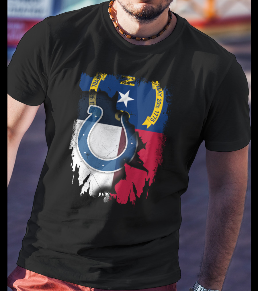 Together North Carolina Colts Blue Horseshoe Flag T-Shirt