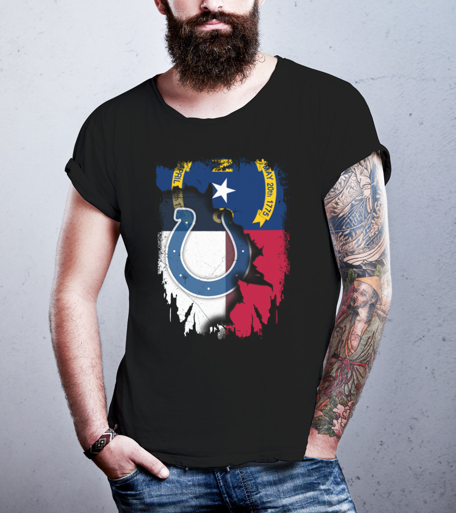 Together North Carolina Colts Blue Horseshoe Flag T-Shirt