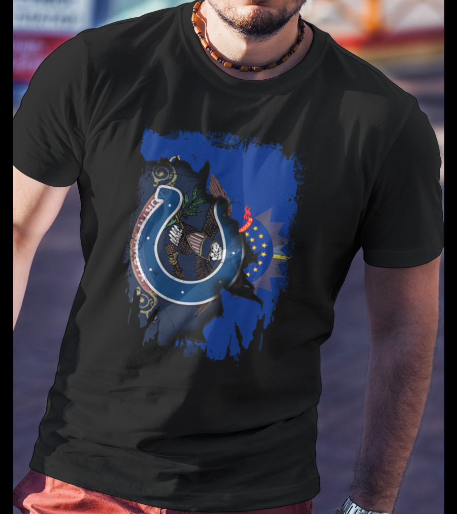 North Dakota Flag Overlay With Colts T-Shirt