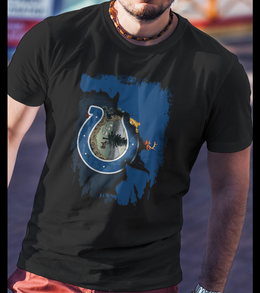 Vermont State Coat Of Arms With Colts Horseshoe And Deer T-Shirt