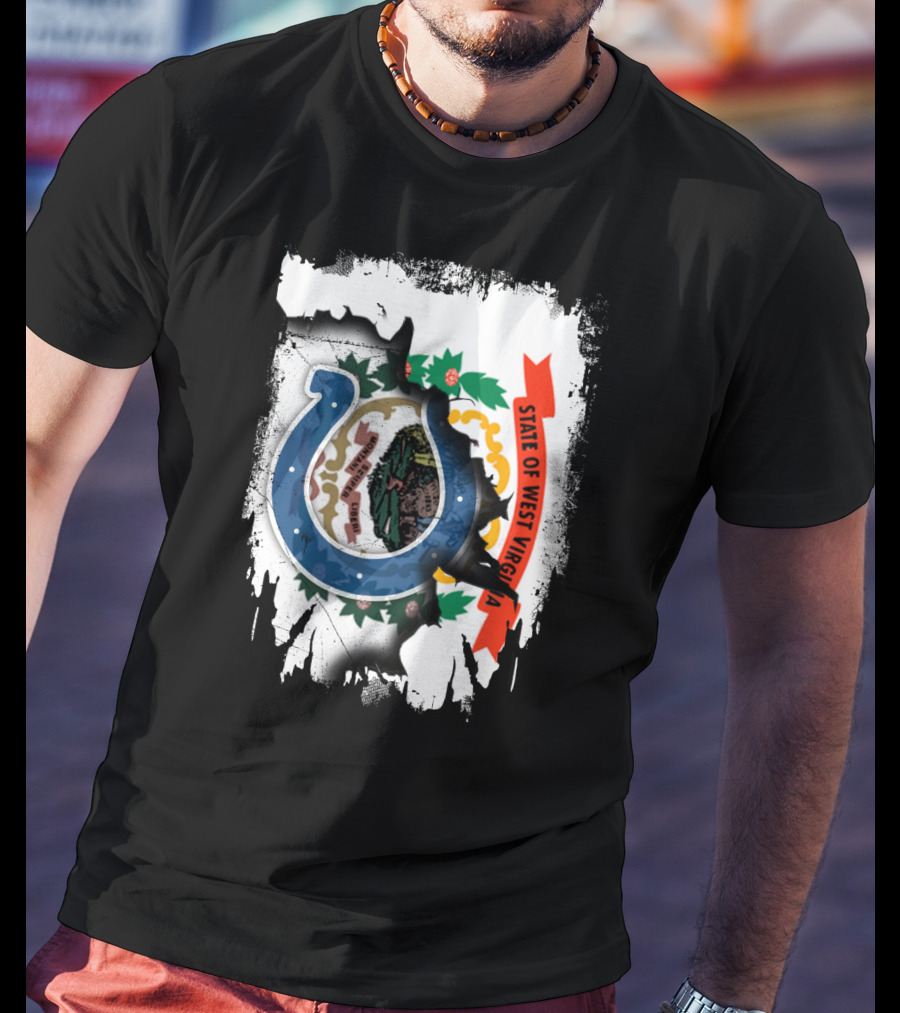 State Of West Virginia With Colts Horseshoe T-Shirt