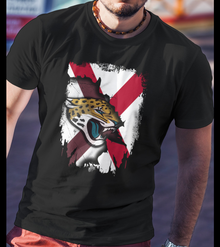Together Alabama With Jaguars Roaring Over Flag T-Shirt