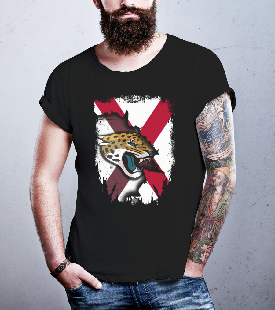 Together Alabama With Jaguars Roaring Over Flag T-Shirt
