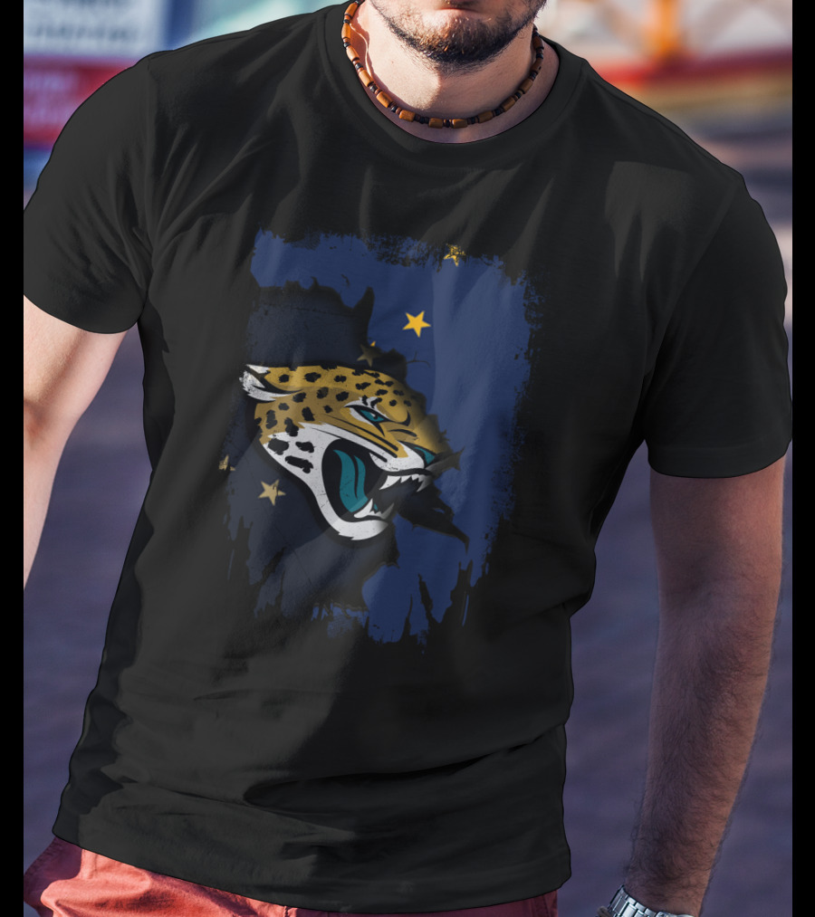 Together Alaska With Jaguars Alaska Flag Stars And Fierce Jaguar Head T-Shirt