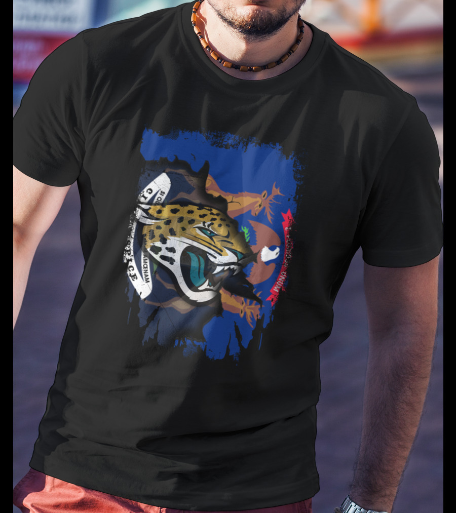 Together Michigan With Jaguars Featuring State Emblem And Fierce Cat T-Shirt