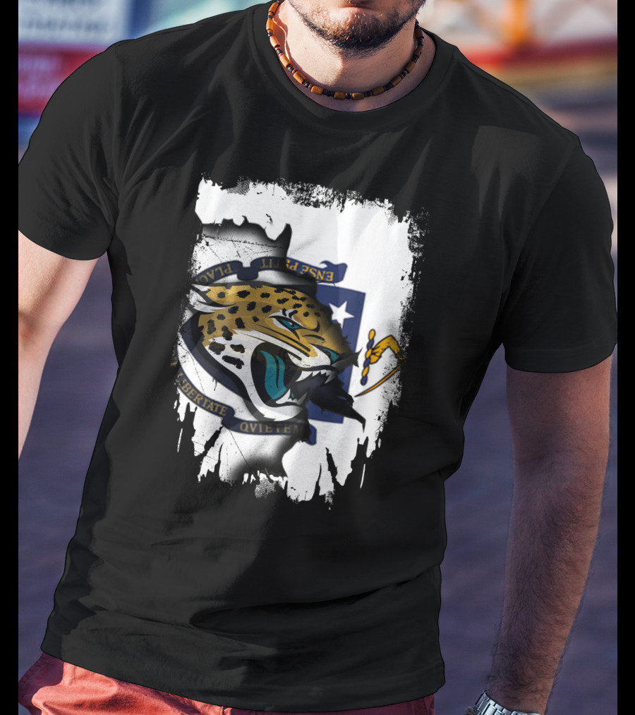 Massachusetts State Flag With Jaguar Head Emblem T-Shirt
