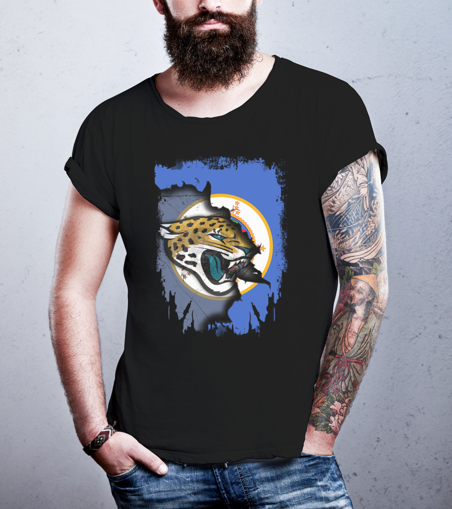 Together Minnesota With Jaguars Emblem Against Blue Background T-Shirt