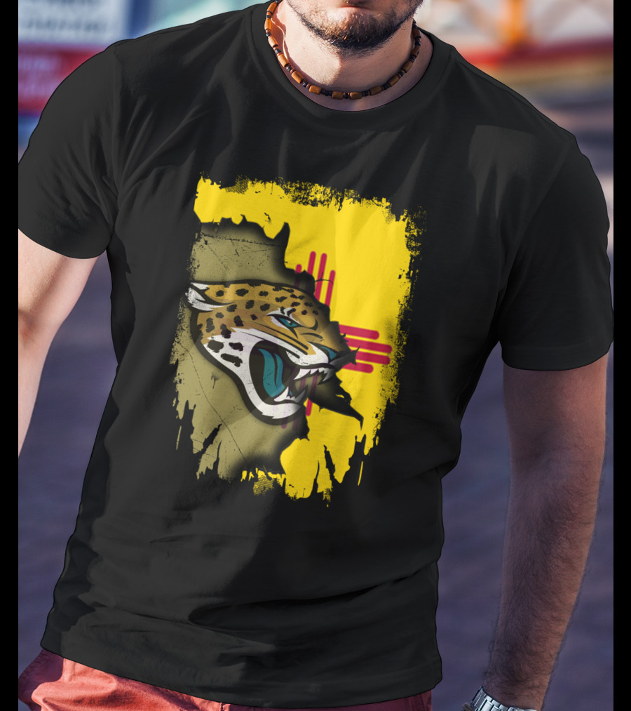 Together New Mexico With Jaguars Zia Symbol Background T-Shirt