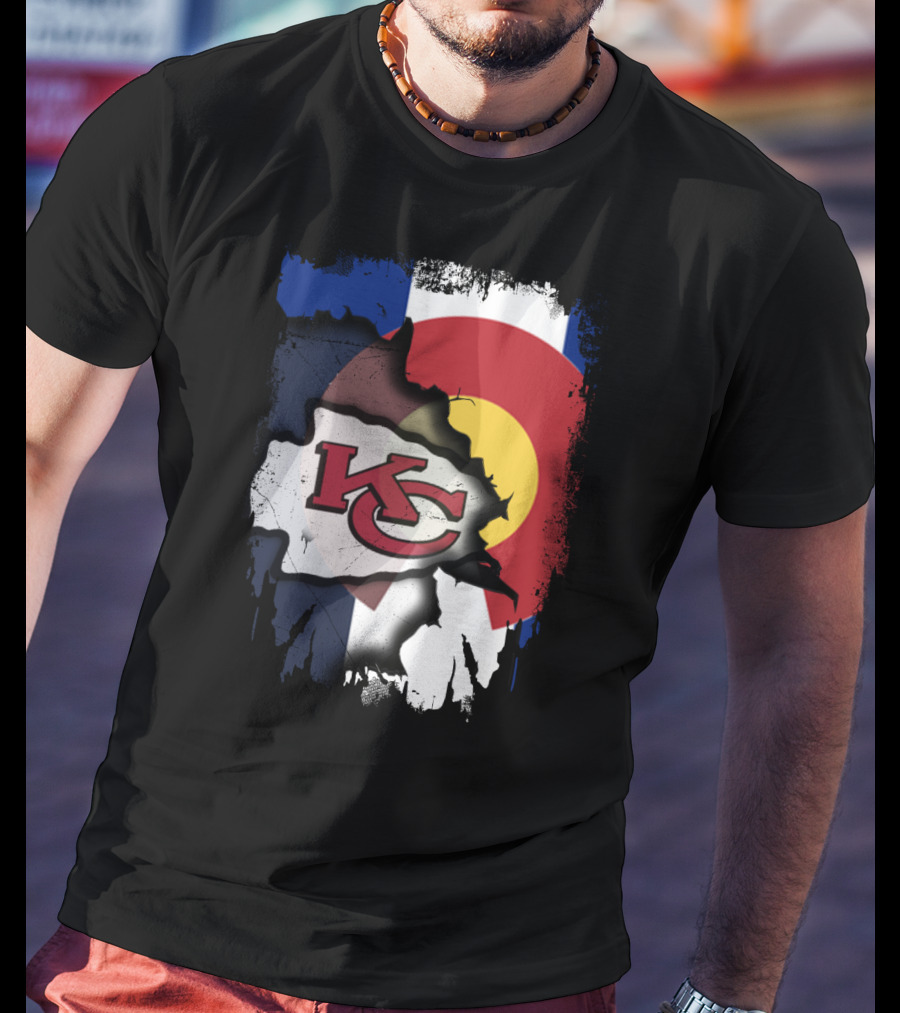 Colorado Pride With Kansas City Chiefs Logo Fusion T-Shirt