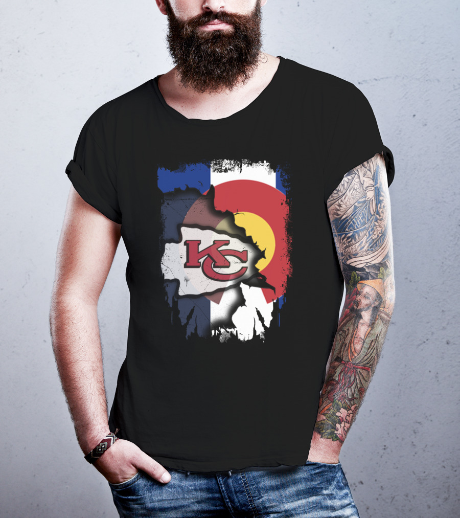 Colorado Pride With Kansas City Chiefs Logo Fusion T-Shirt