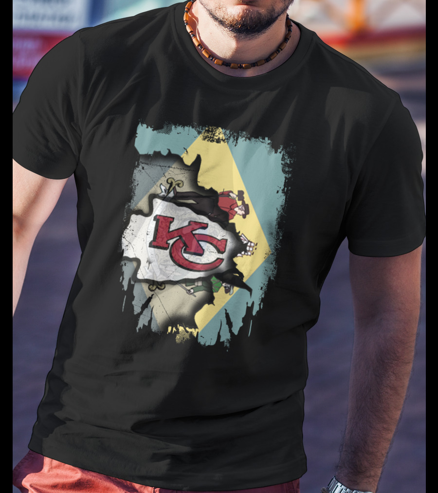 Kansas City Chiefs Delaware Pride Flag Fusion T-Shirt