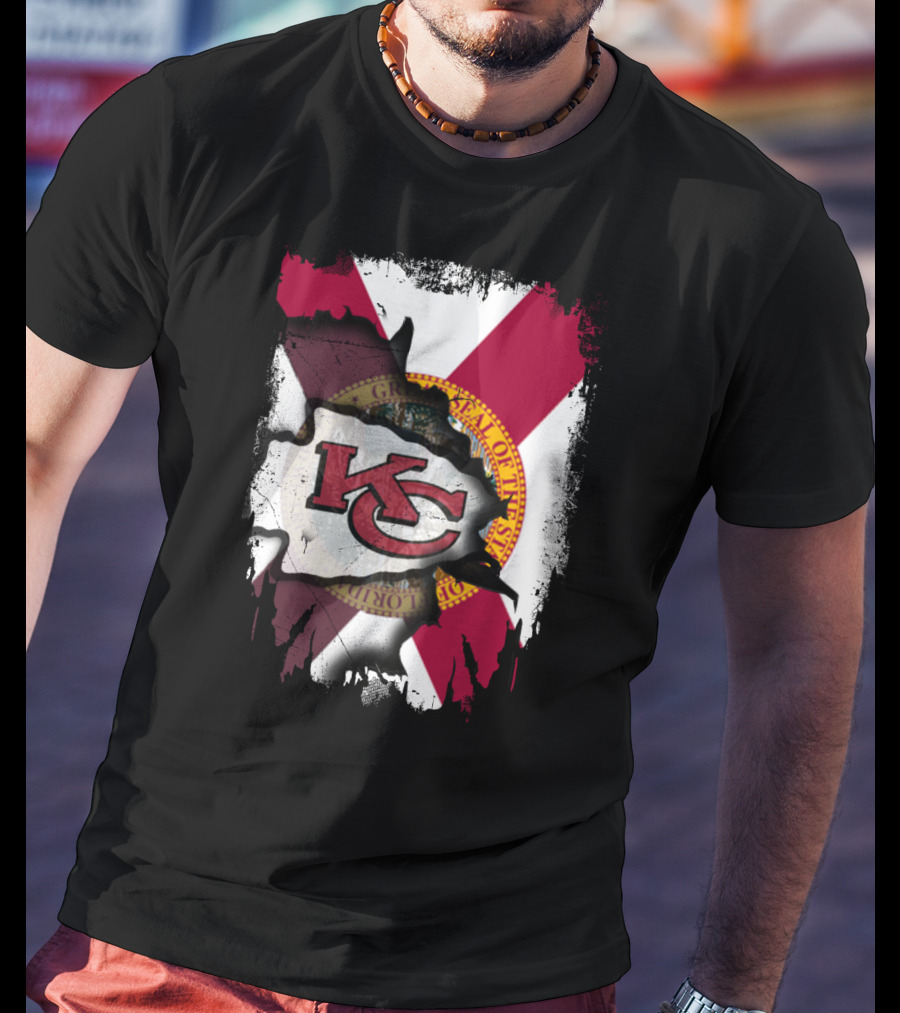 Florida State Flag With KC Chiefs Logo Integration T-Shirt