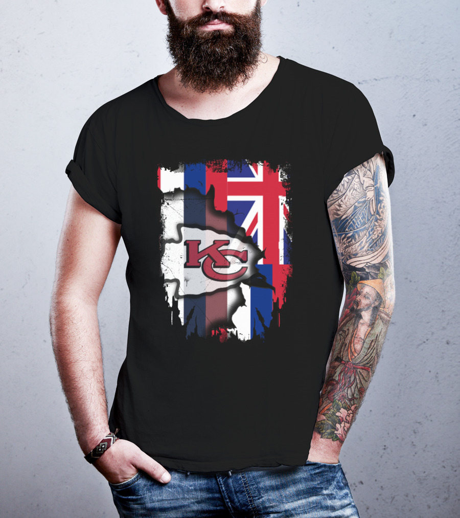 Together Hawaii Kansas City Chiefs Union Jack Flag T-Shirt