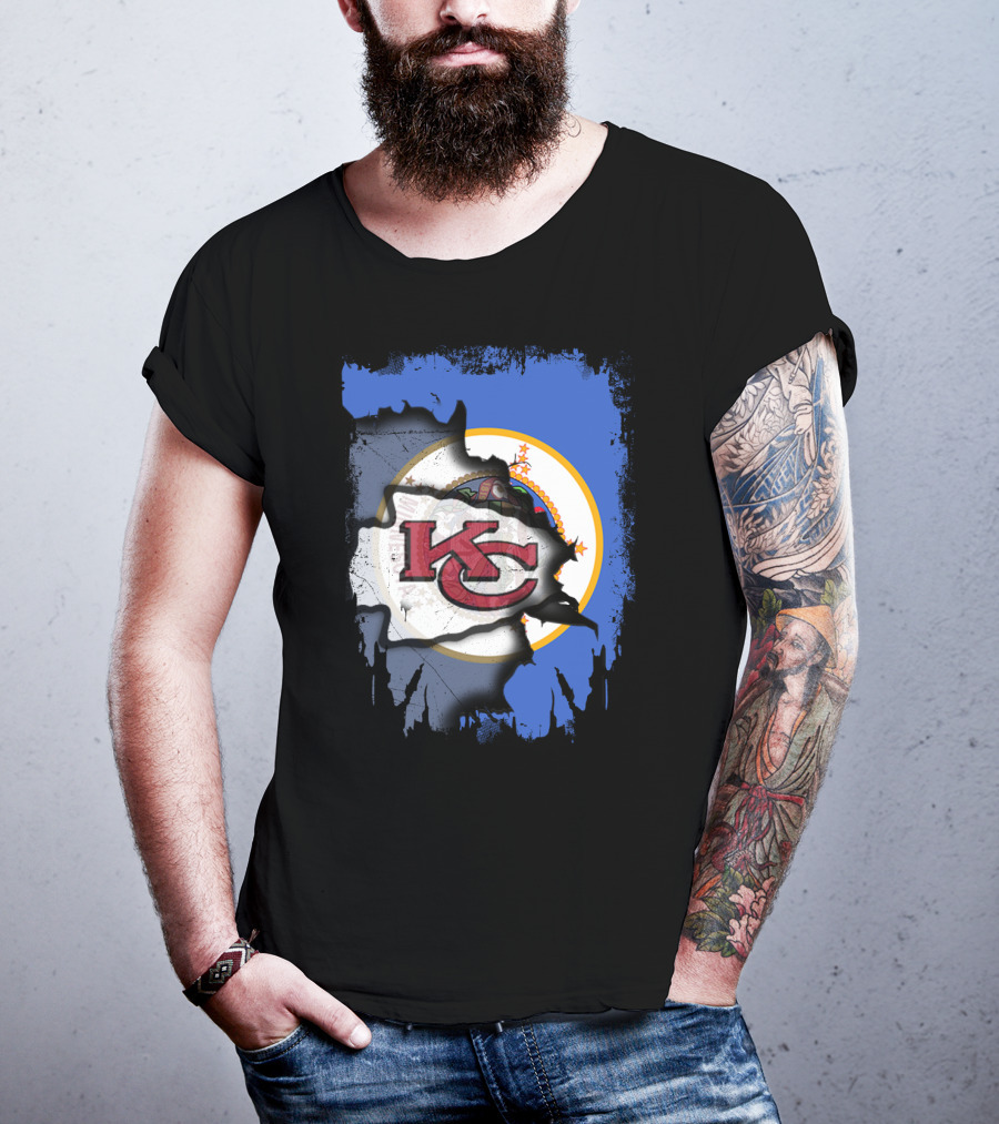 Minnesota Flag With Kansas City Chiefs T-Shirt