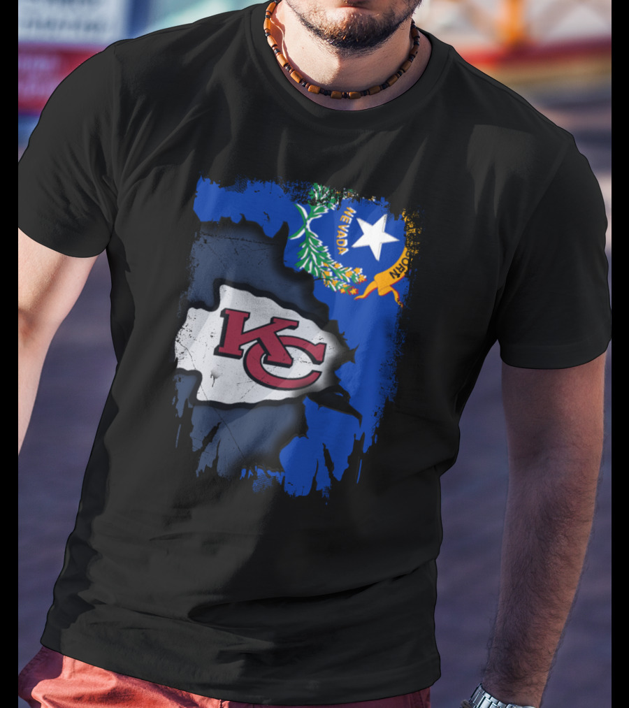 Nevada Proud With Kansas City Chiefs Logo And State Flag Elements T-Shirt