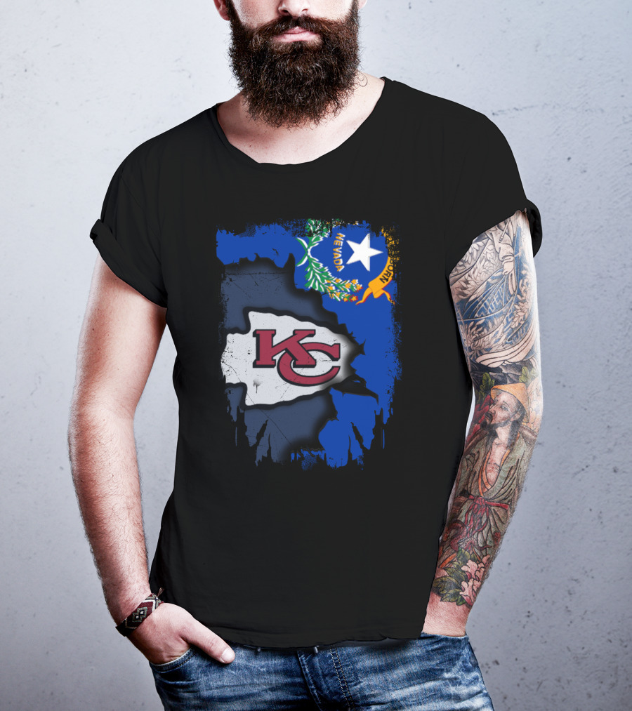 Nevada Proud With Kansas City Chiefs Logo And State Flag Elements T-Shirt