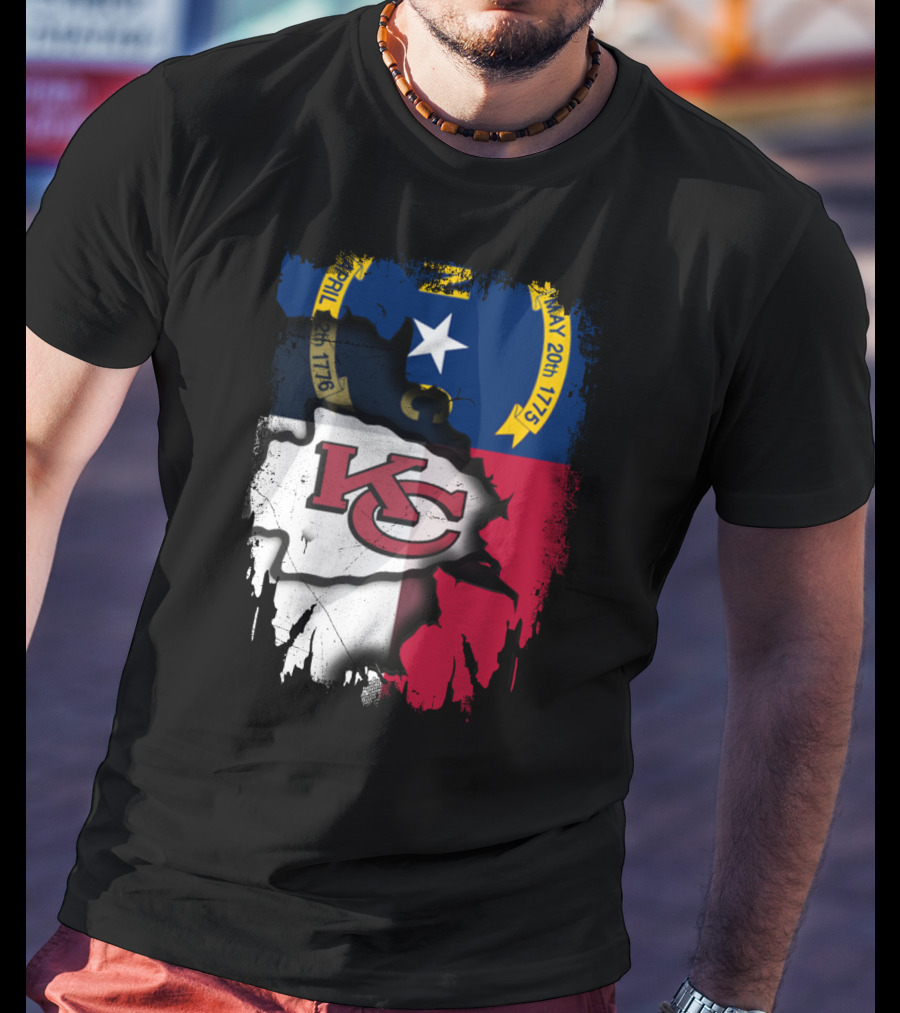Together North Carolina Flag With Kansas City Chiefs T-Shirt