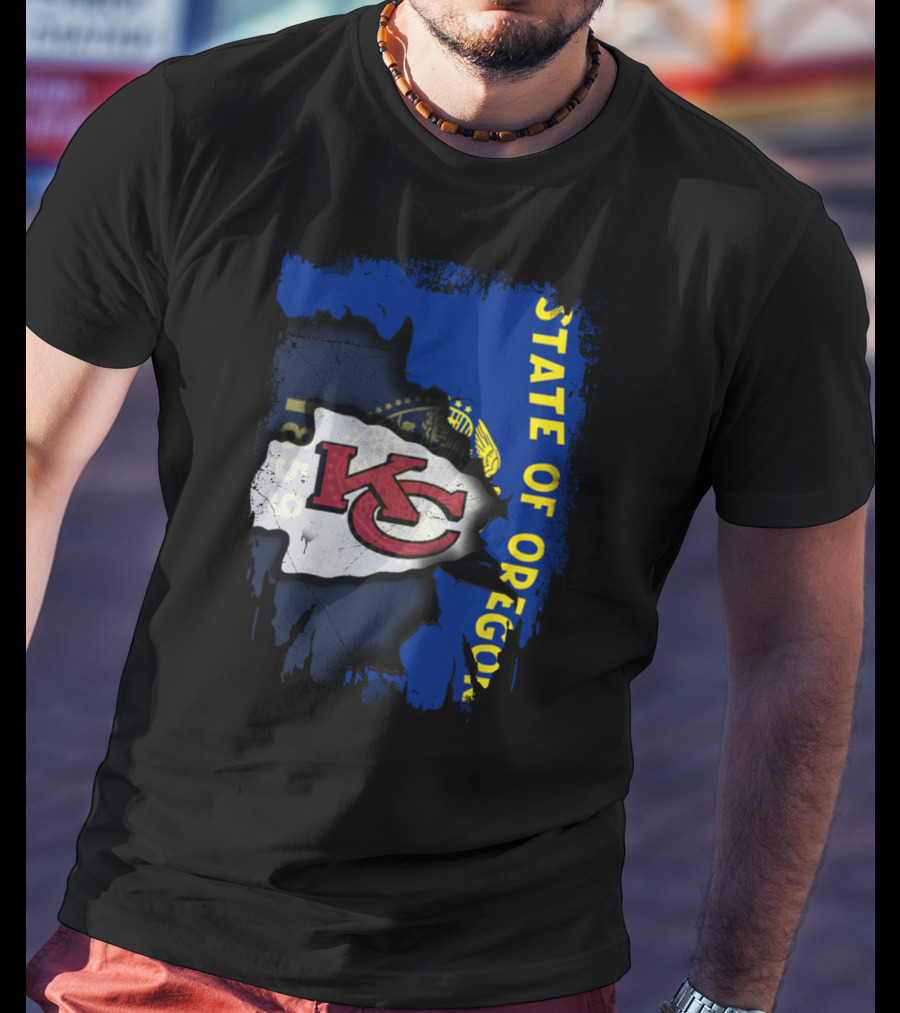 State Of Oregon With KC Chiefs T-Shirt