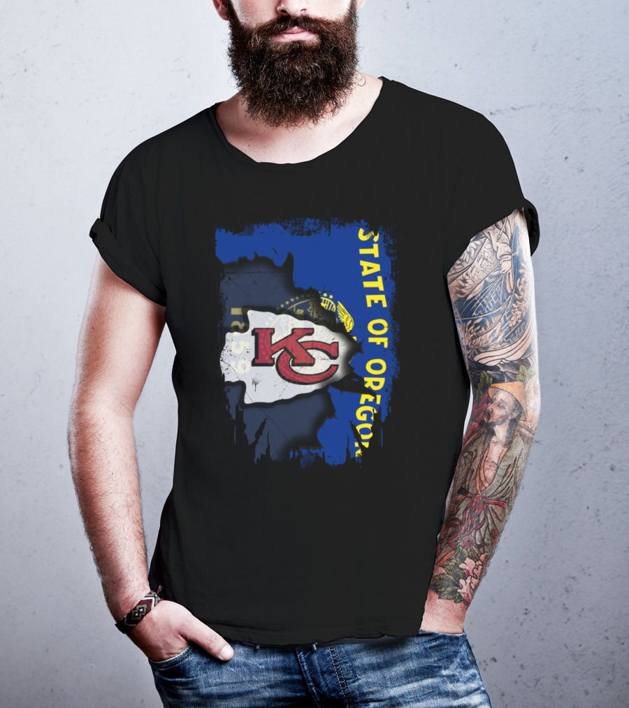 State Of Oregon With KC Chiefs T-Shirt
