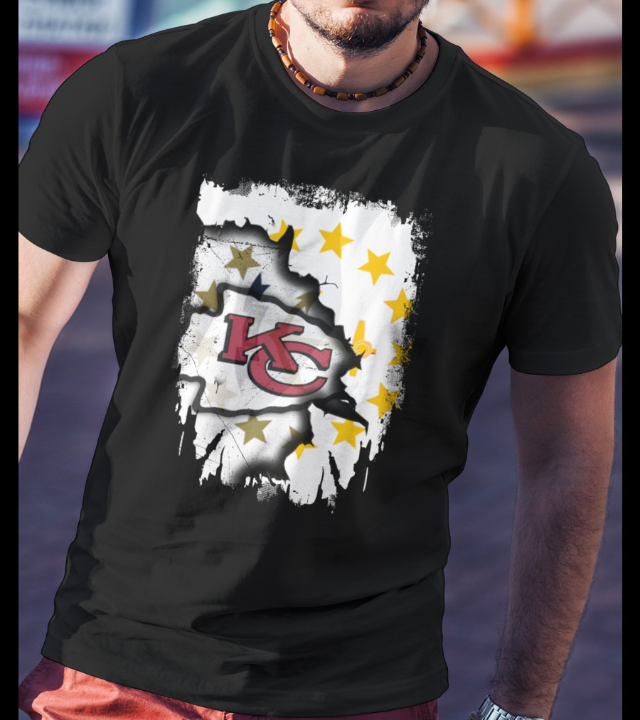 Together Rhode Island With KC Chiefs Burst Stars T-Shirt