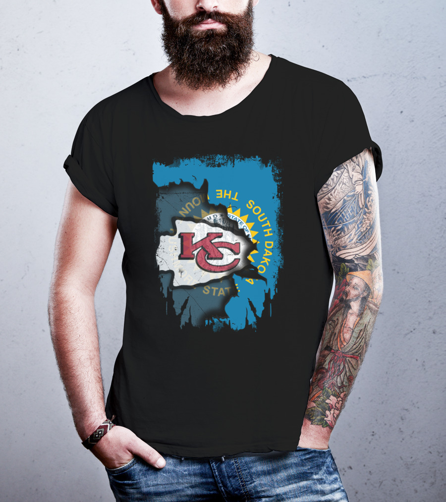 Together South Dakota Kansas City Chiefs State Flag T-Shirt