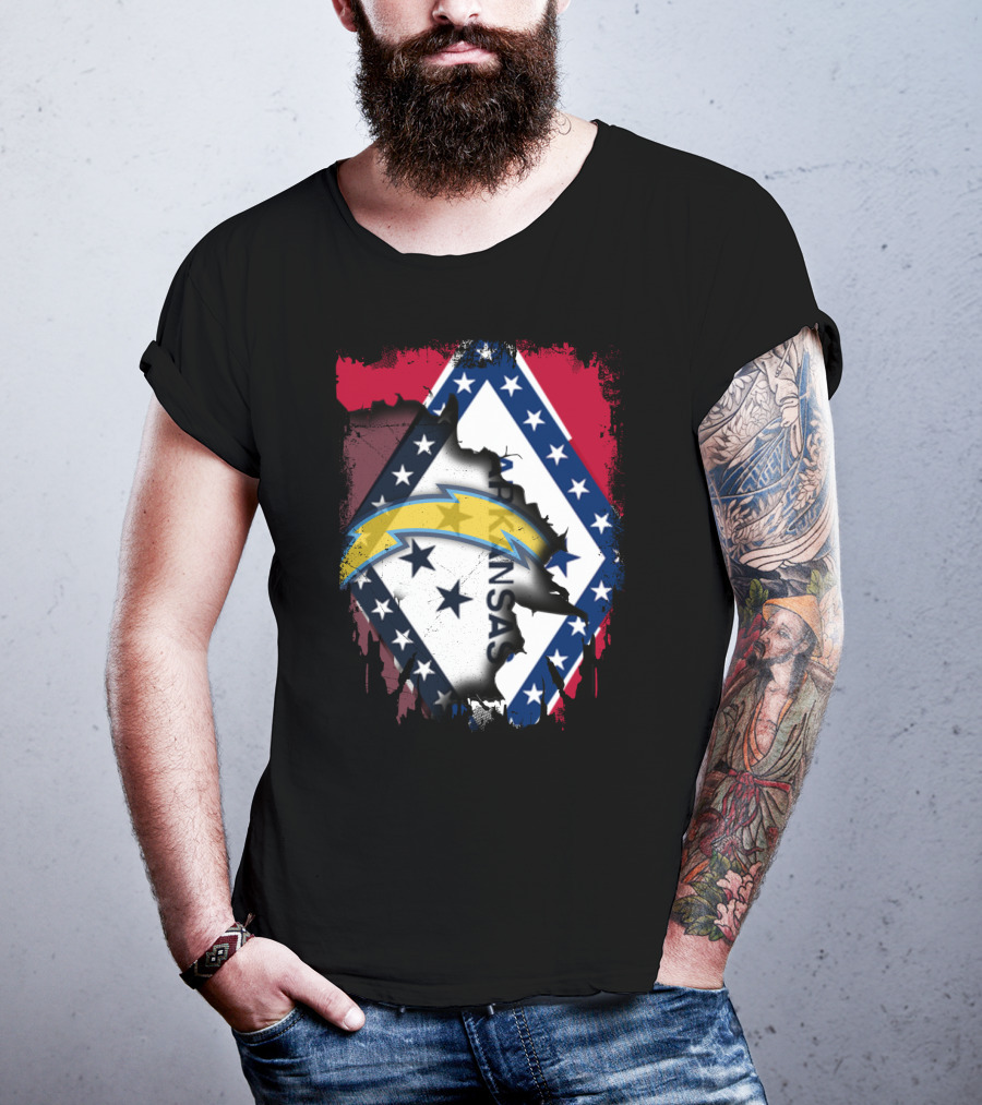 Arkansas Flag Torn With Chargers T-Shirt