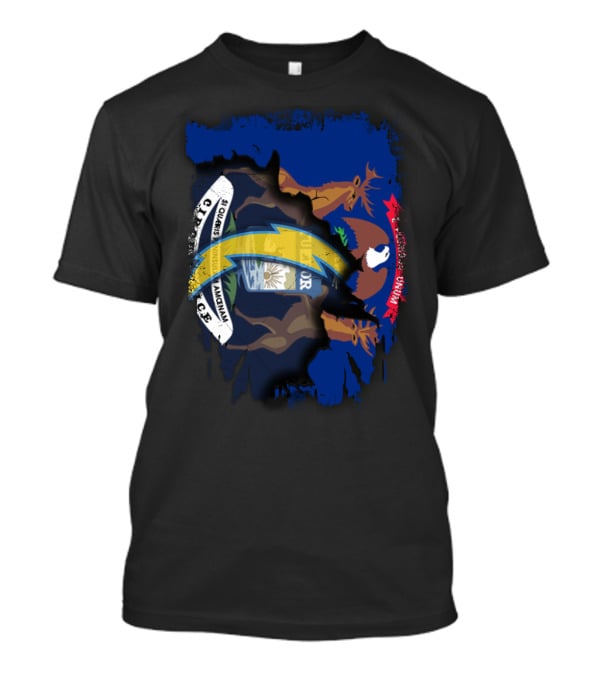 Together Michigan Chargers Logo State Flag T-Shirt