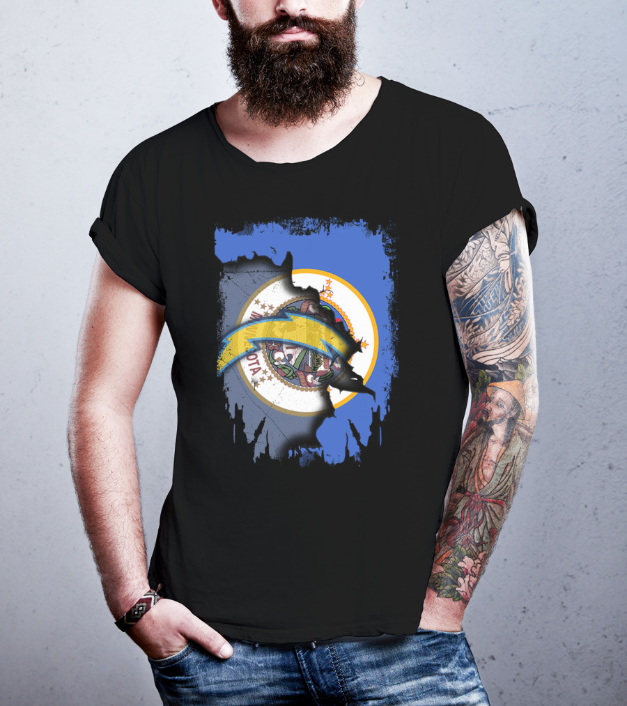 Together Minnesota With Chargers Logo Fusion T-Shirt