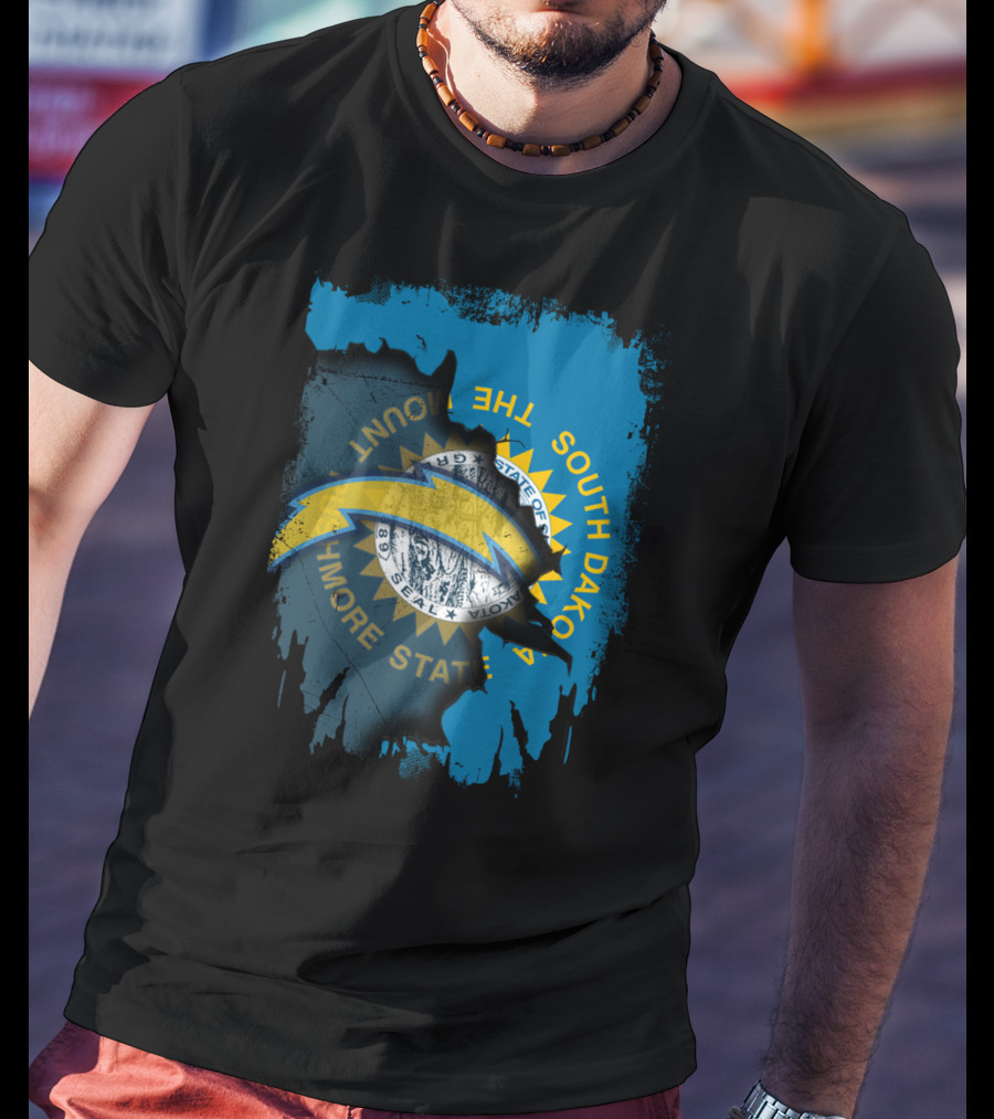 South Dakota With Chargers And The Mount Rushmore State Seal T-Shirt