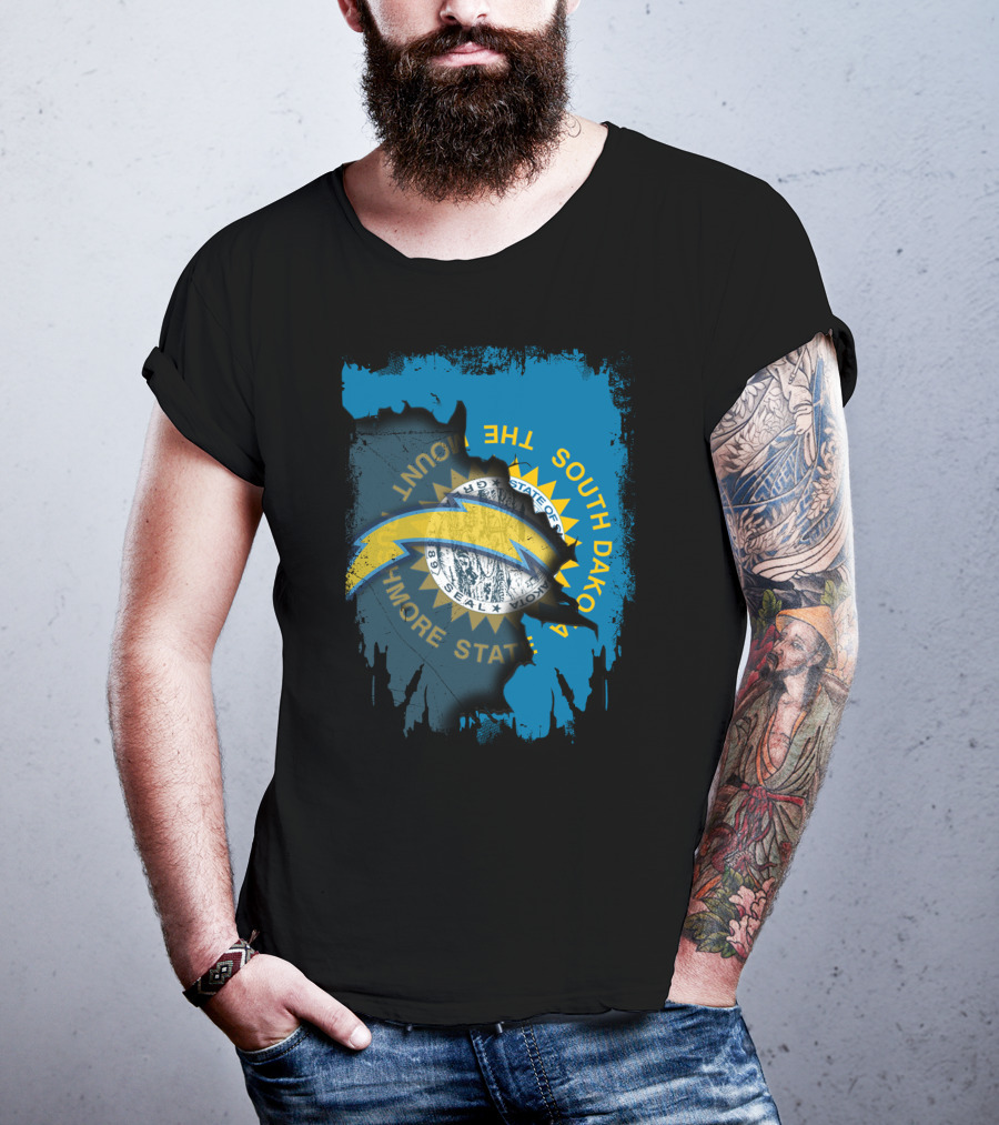 South Dakota With Chargers And The Mount Rushmore State Seal T-Shirt