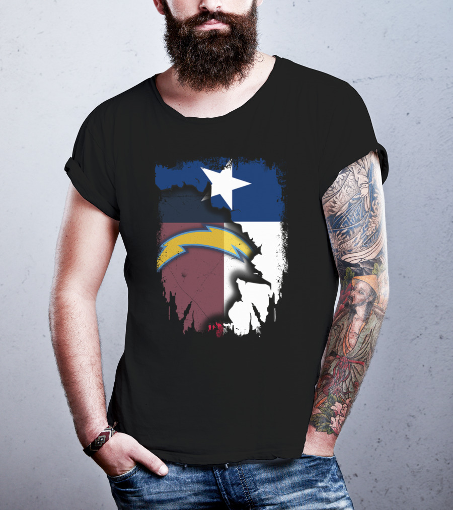Together Texas With Chargers Lone Star Flag T-Shirt