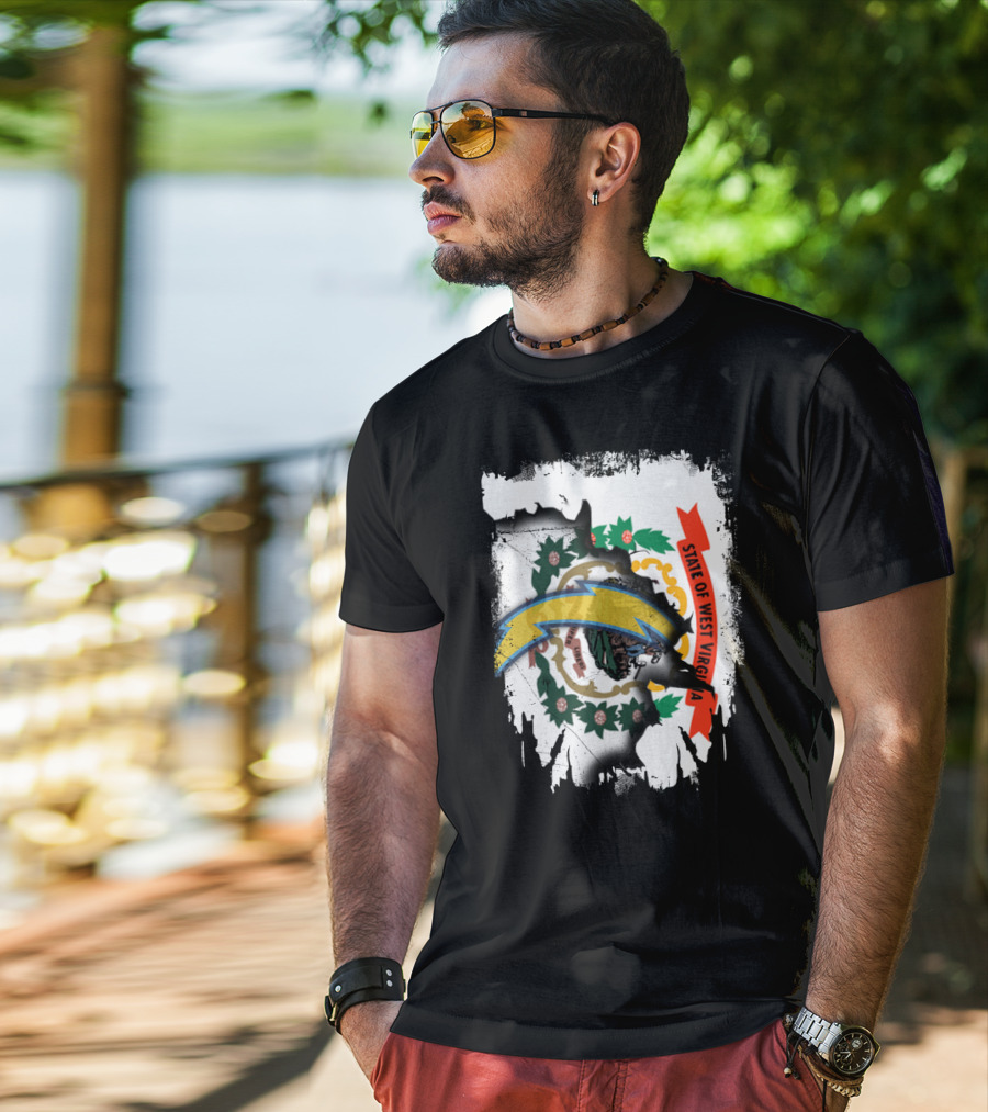 State Of West Virginia Chargers Logo Collaboration T-Shirt