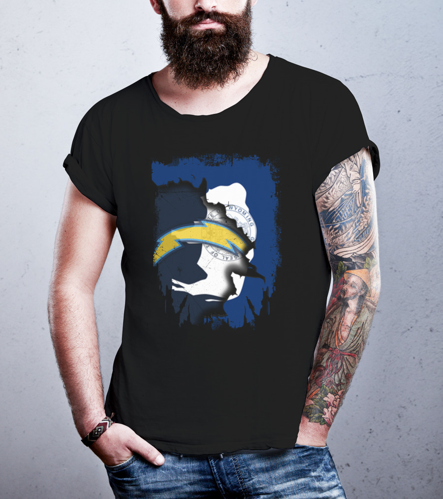 Together Wyoming Chargers Buffalo Silhouette Flag T-Shirt