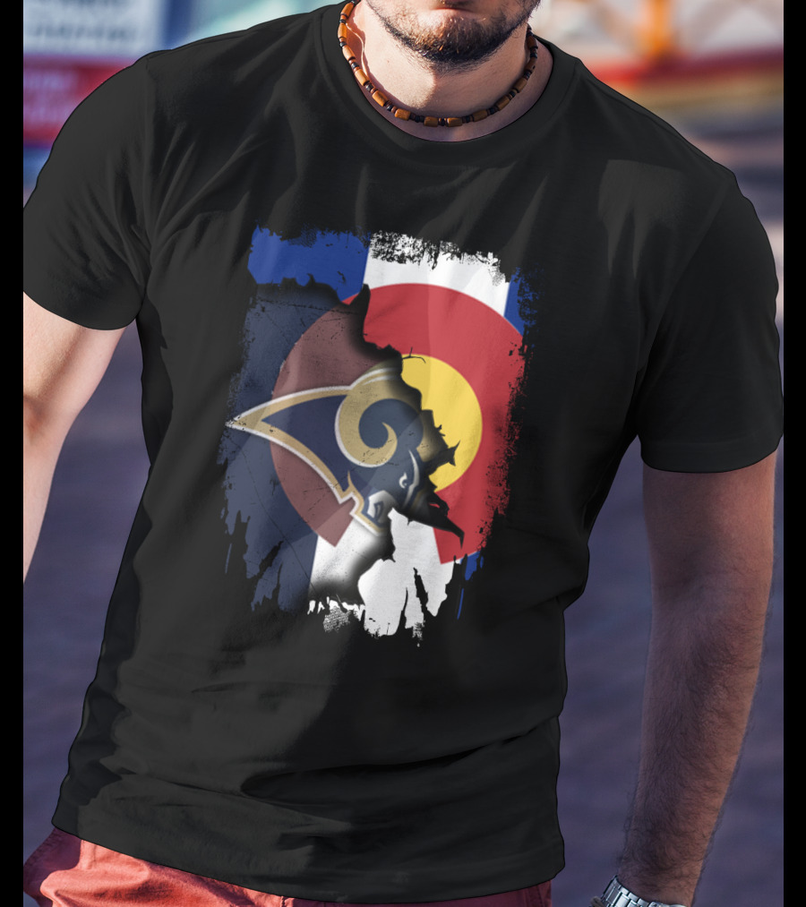 Together Colorado With Rams Logo And Colorado Flag Fusion T-Shirt