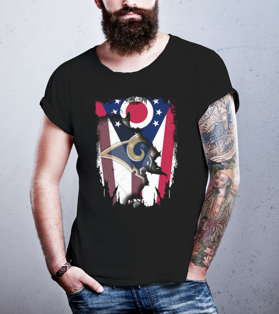 Ohio Pride With Rams Logo In Grunge T-Shirt