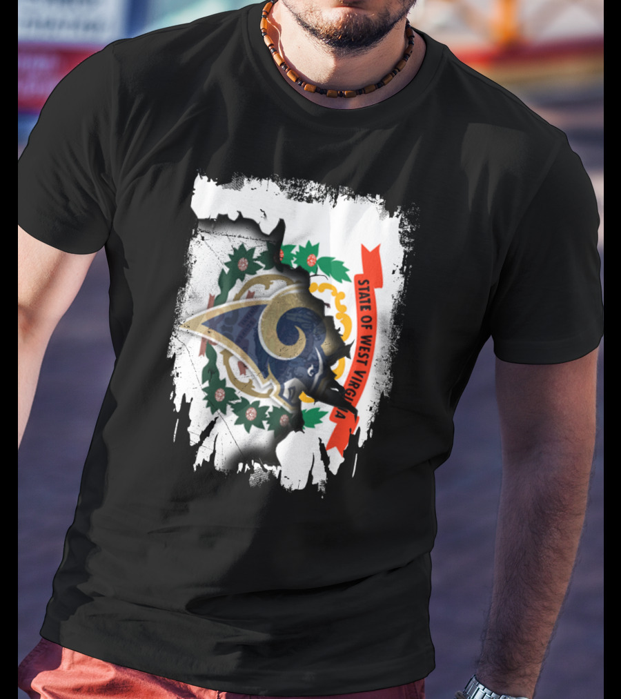 State Of West Virginia With Rams T-Shirt