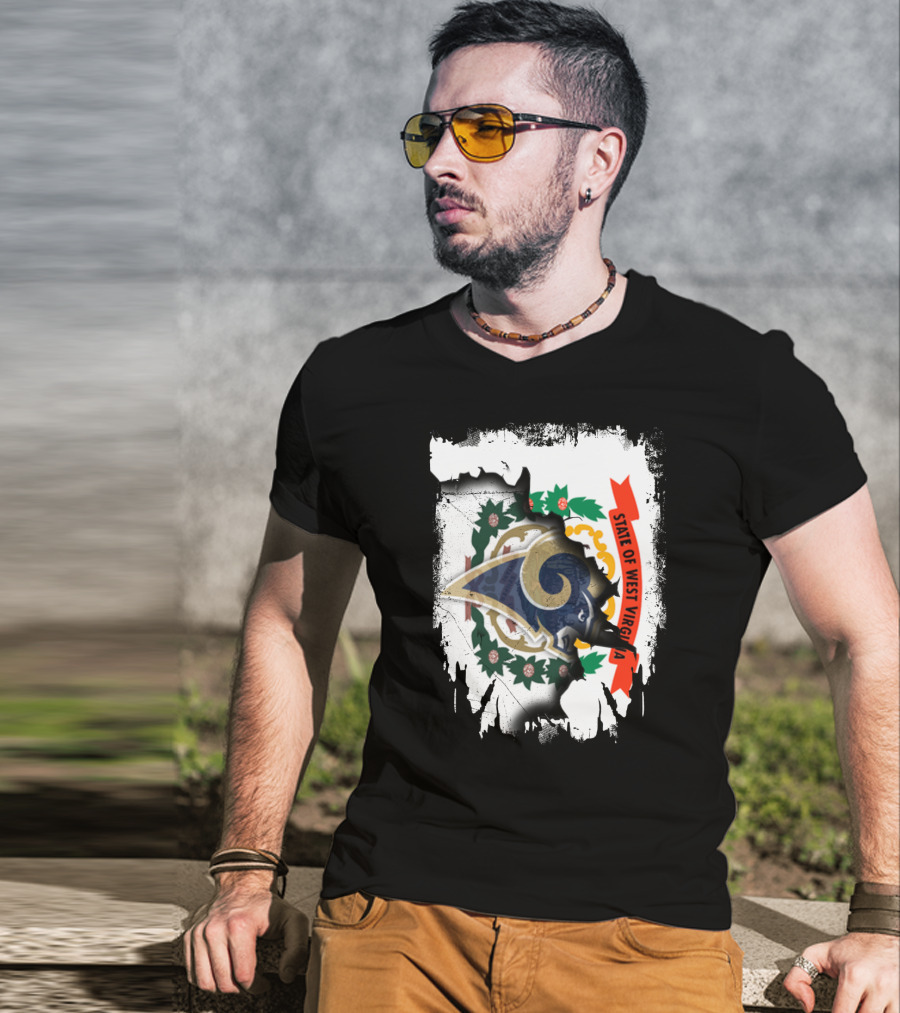 State Of West Virginia With Rams T-Shirt