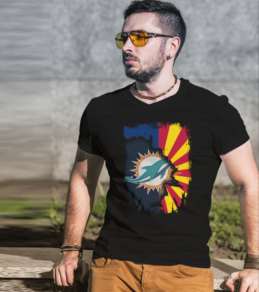 Miami Dolphins Arizona Flag Fusion T-Shirt
