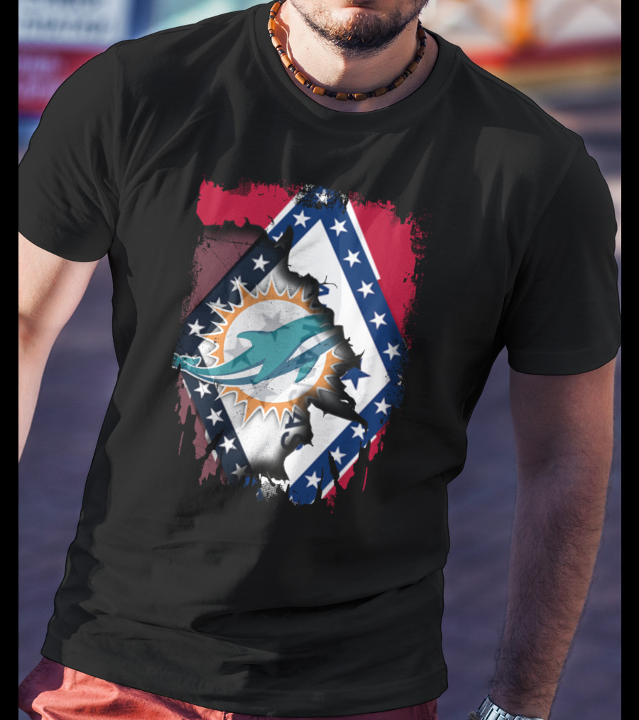 Arkansas Flag With Miami Dolphins T-Shirt