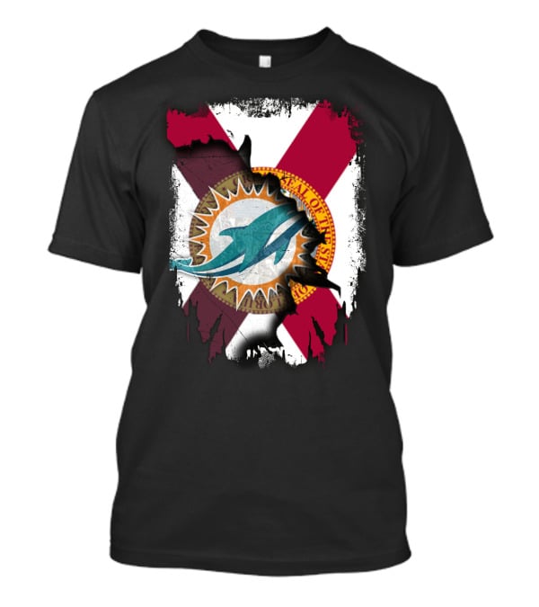 Miami Dolphins Florida State Flag Together T-Shirt