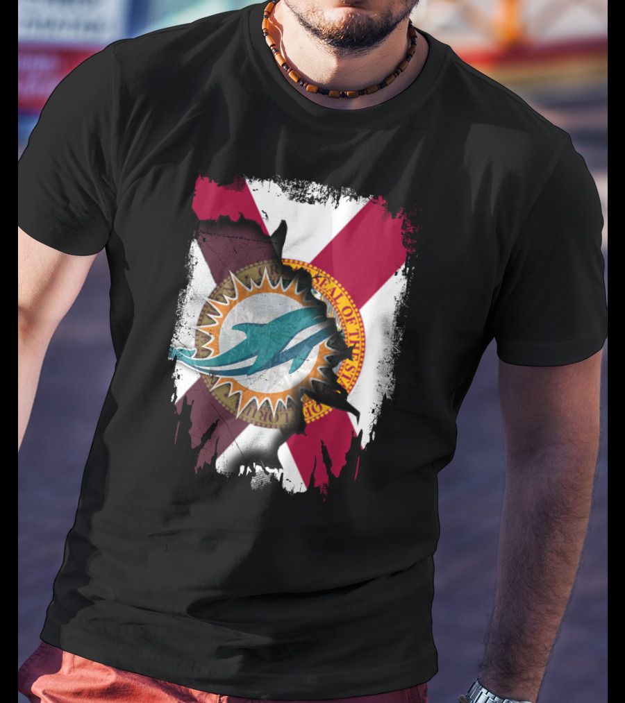 Miami Dolphins Florida State Flag Together T-Shirt