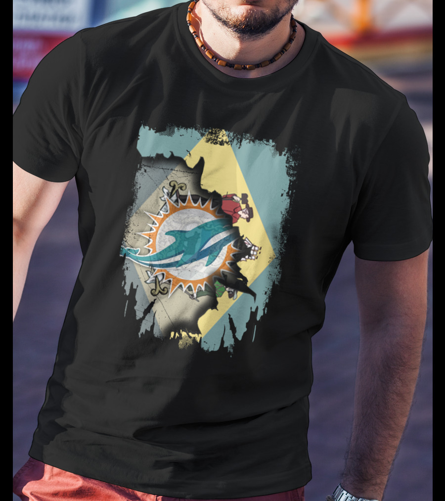 Delaware Dolphins Football Flag Fusion T-Shirt