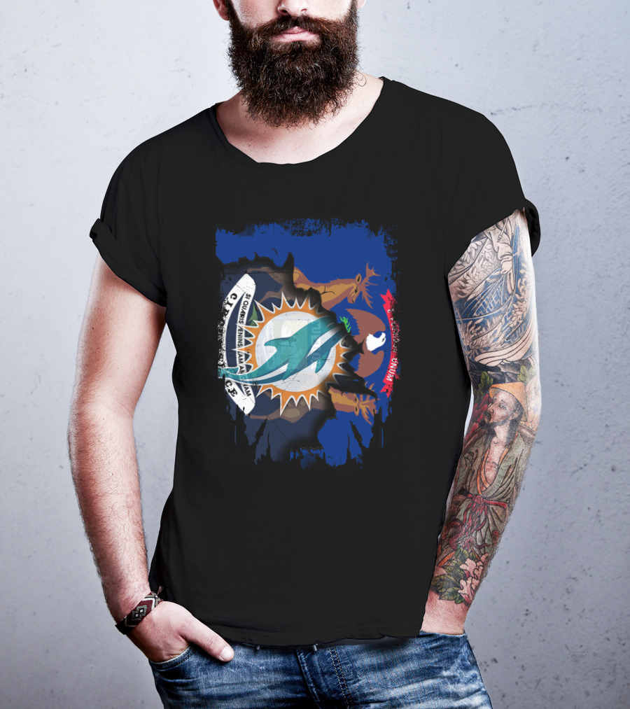 Together Michigan Dolphins With Seal And Crest Elements T-Shirt