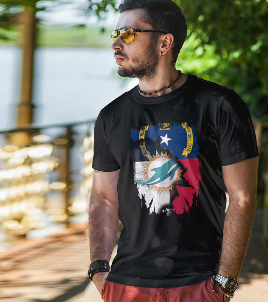 North Carolina Flag Dolphins Miami Connection T-Shirt