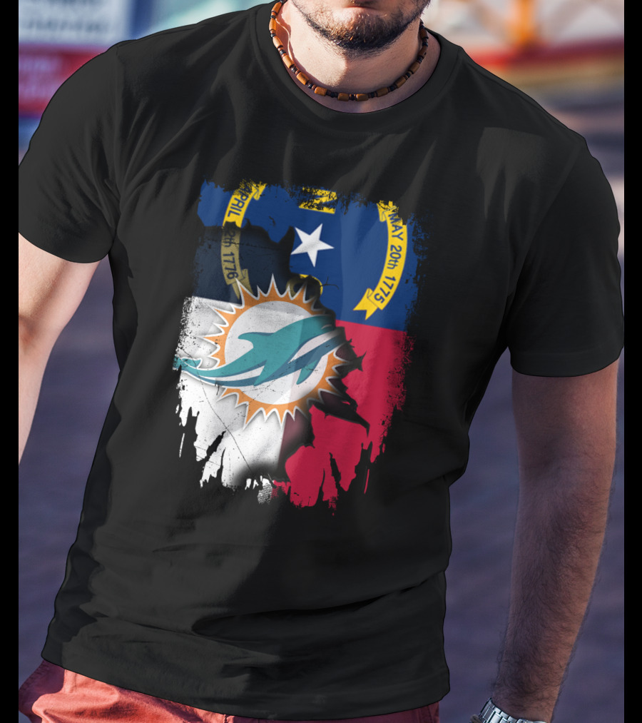 North Carolina Flag Dolphins Miami Connection T-Shirt