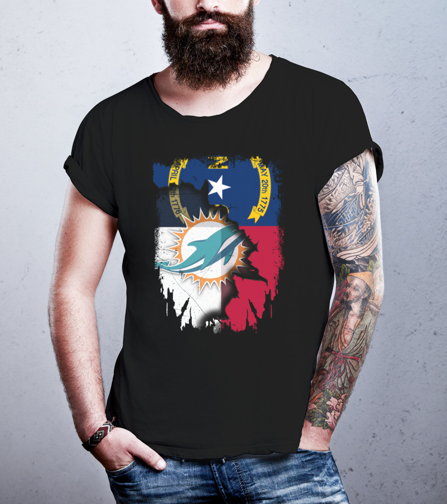 North Carolina Flag Dolphins Miami Connection T-Shirt