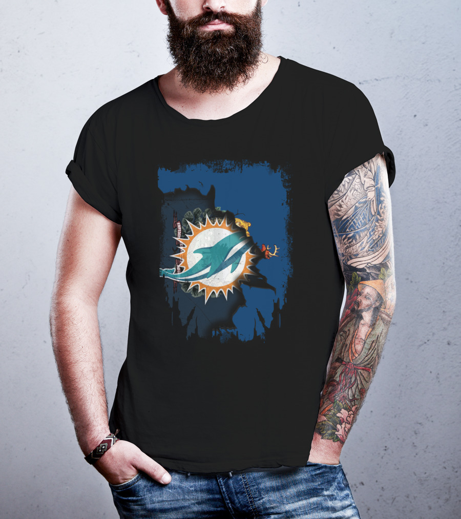 Together Vermont Miami Dolphins Logo Overlay T-Shirt