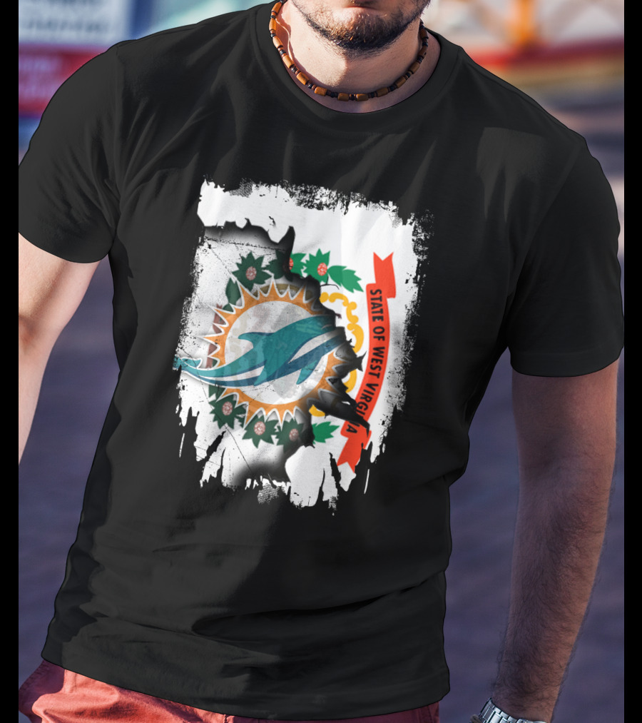 State Of West Virginia Dolphins Logo Fusion T-Shirt
